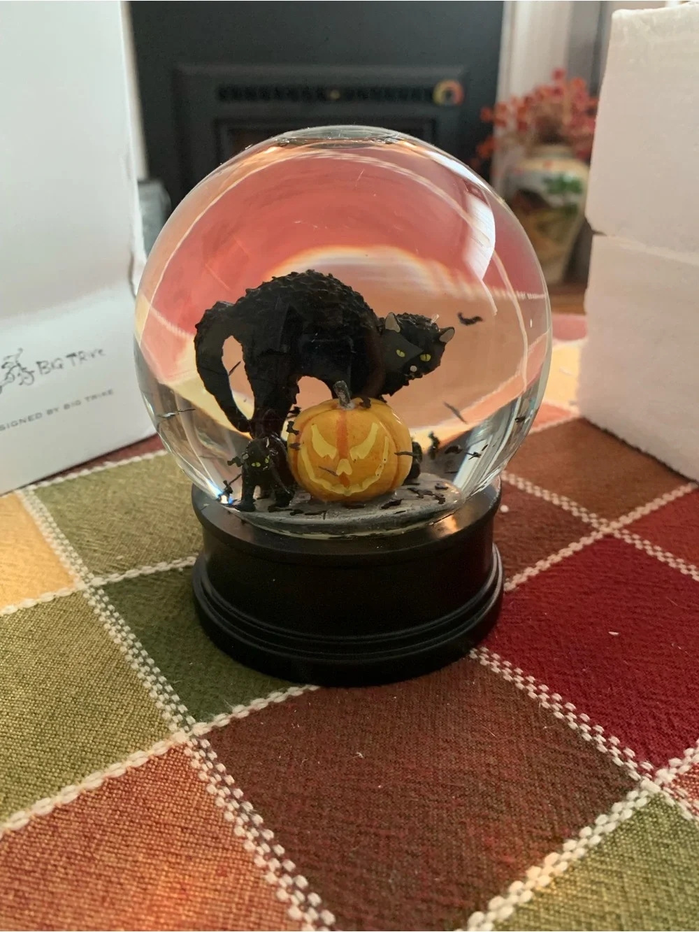 Big Trike Vintage NWT Halloween Inspired Black Cat Jack-o’-lantern Snow Globe